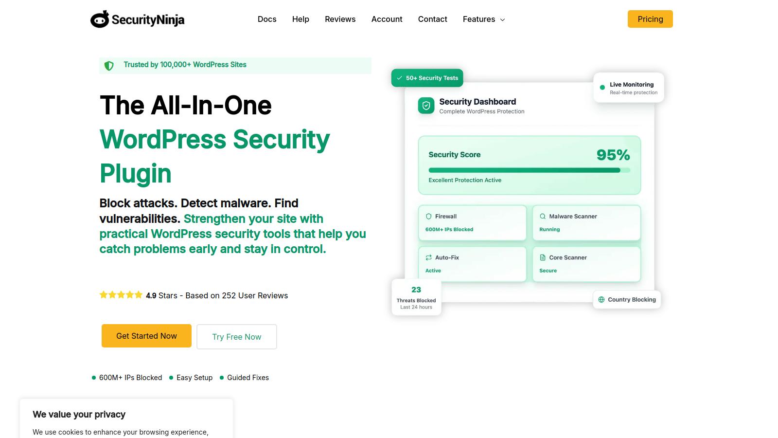 Capture d'écran du plugin de sécurité WordPress