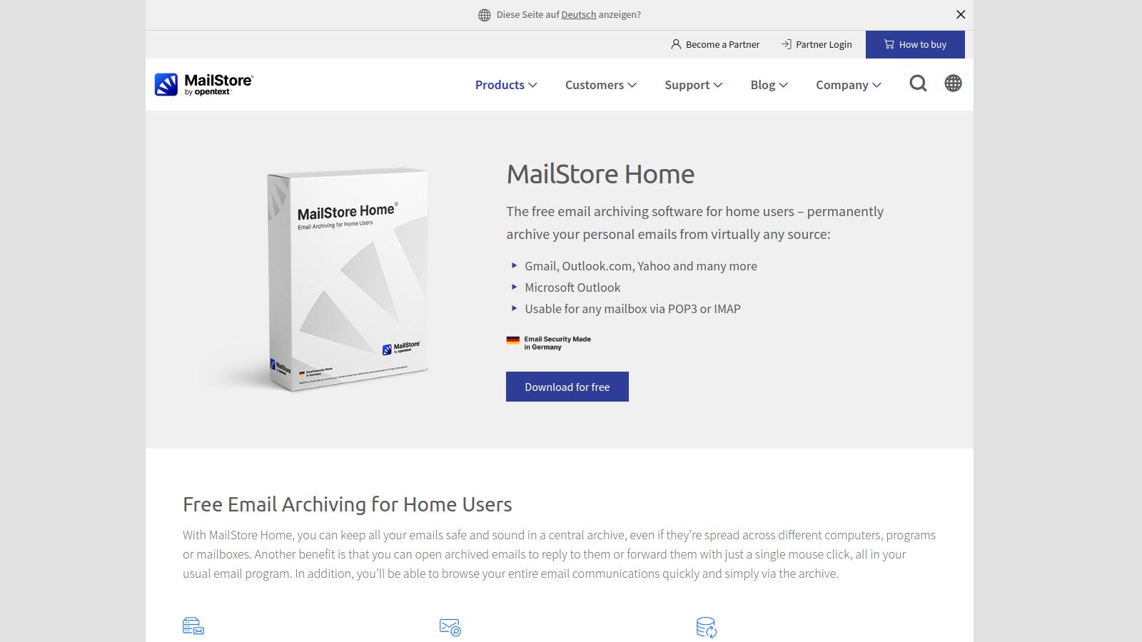 Screenshot MailStore Home 2026