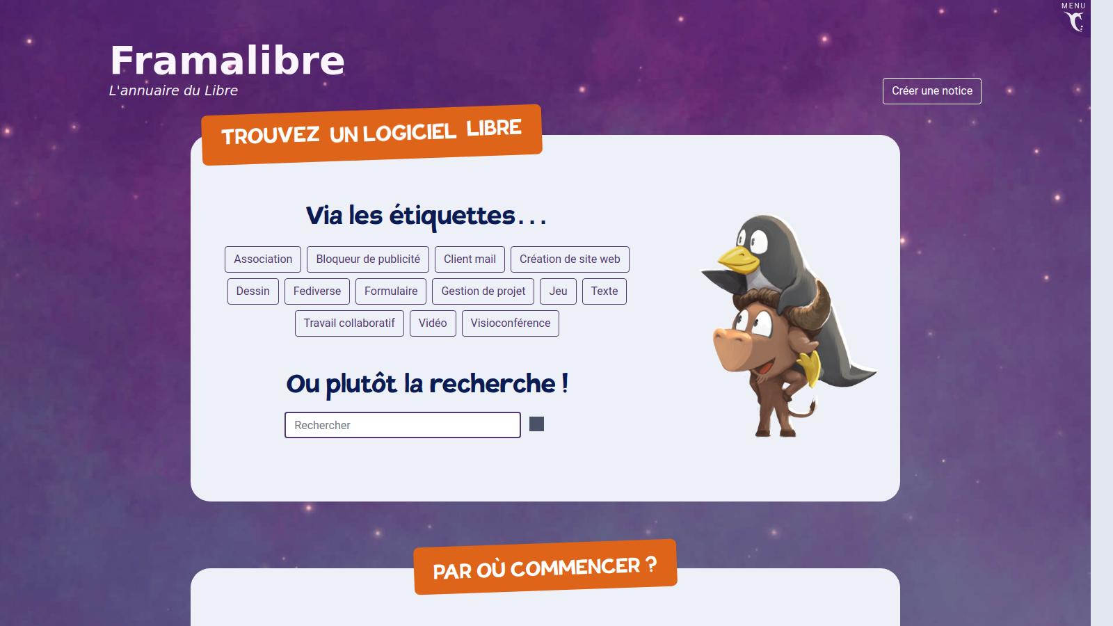 Recherche de logiciel avec un hibou et un chevalier